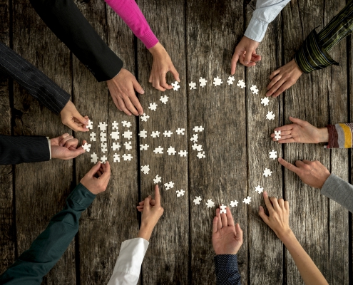 Teamwork and cooperation concept